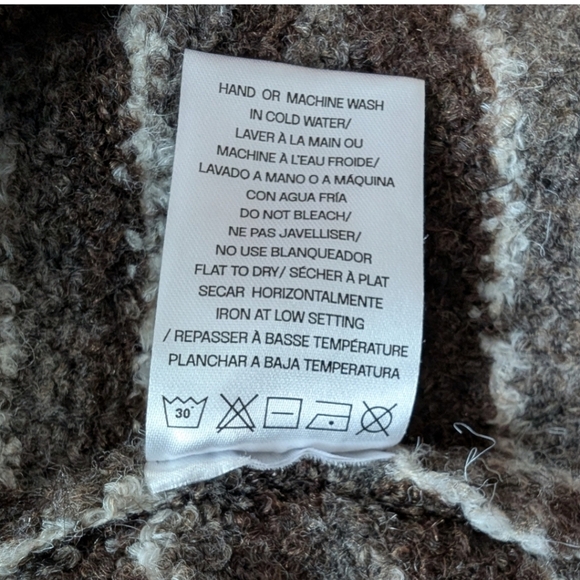 Emproved Long Cardigan Open Front Shawl Collar Brown Beige Cream Women's Small - Picture 10 of 12